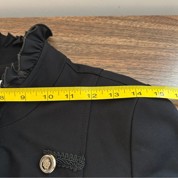 Joseph Ribkoff Black Ruffle Military-Style Blazer - Picture 5 of 8
